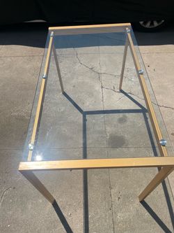 Glass Top Table with Gold Frame