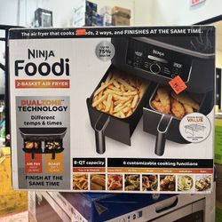 Ninja Foodi 2 Basket Air Fryer 8QT Capacity Brand New In Box 