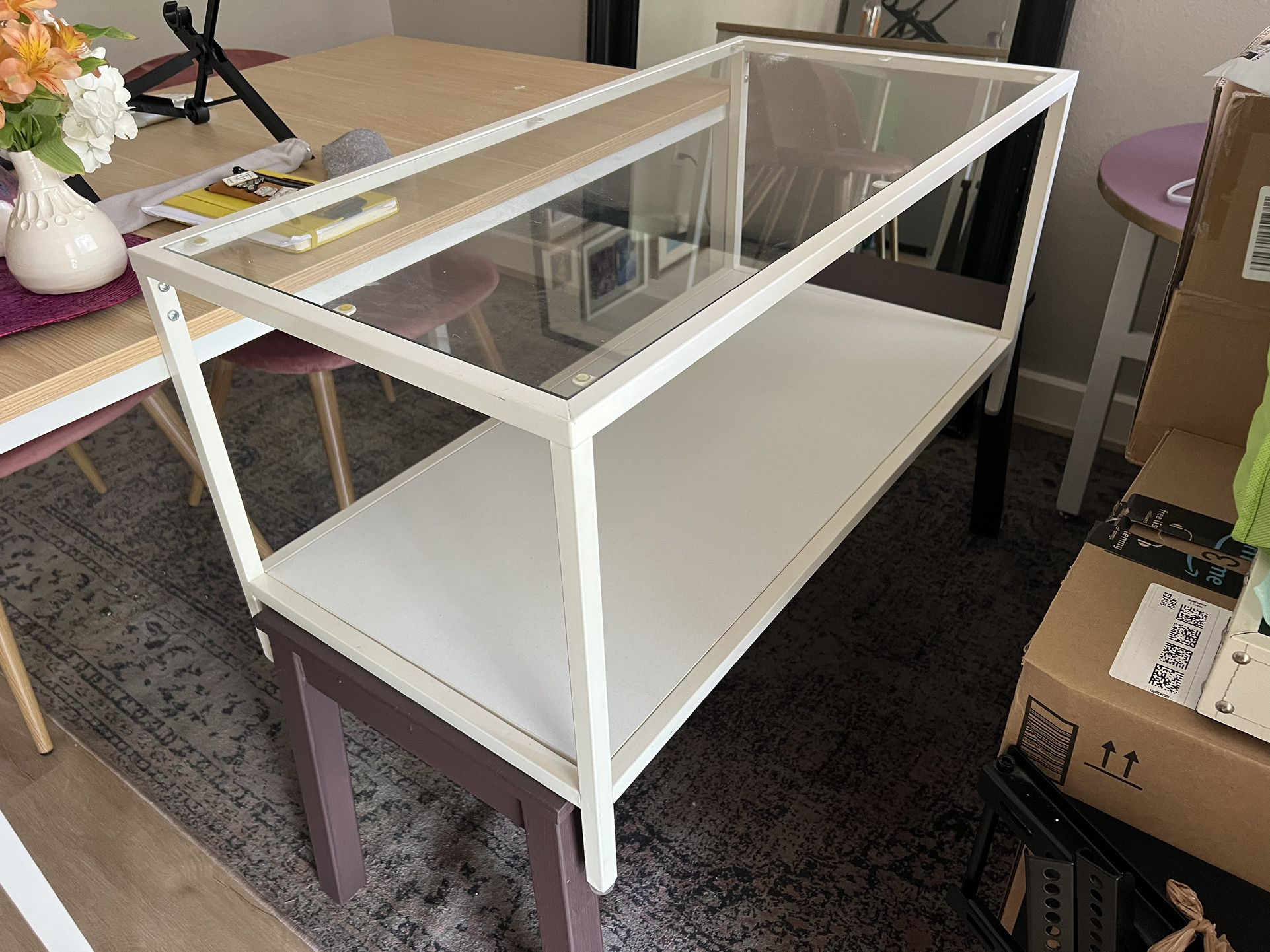 IKEA White and Glass Coffee Table 
