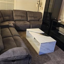 3 piece entertainment stand with electric light up fireplace