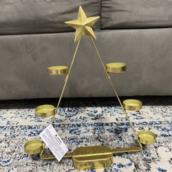BRAND NEW GOLD CANDLE HOLDER 9.5x14