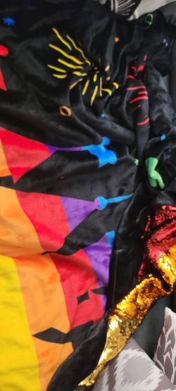 Disney Rainbow Print Fabric Blanket w/ Sequins
