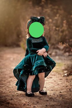 Emerald Velvet Dress For Girl