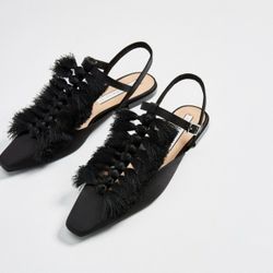 Zara Satin Sling Back Shoes