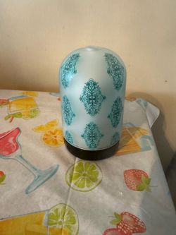 Glass Essential Oil Diffuser with Teal Pattern