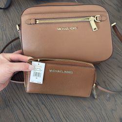 Brown Michael Kors Crossbody and wallet 