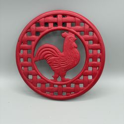 Red Cast Iron Rooster Trivet