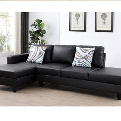 Brand New Black Or Ivory Leatherette Sectional Modern Clean Design A