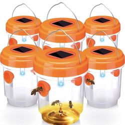 Wasp Trap Solar Powered Bee Trap Reusable Fly Traps Outdoor Hanging Wasp Killer with UV LED Light Flying Insects Bee Killer for Indoor Outdoor Patio G