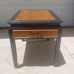 Asian Inspired Burl Wood Laquered Side Table