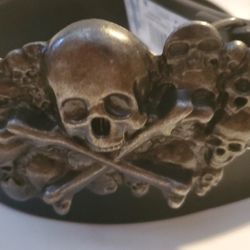 Skull Crossbones With Mini Skulls Men's Leather Belt Size 36