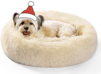 OYANTEN Small Dog Bed Large Cat Bed - Round Calming Donut Pet Beds for Puppys and Kittens