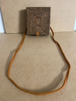 Handwoven Square Rattan Crossbody Bag
