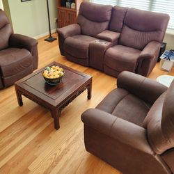 Powered Loveseat and 2 Powered Recliners Set