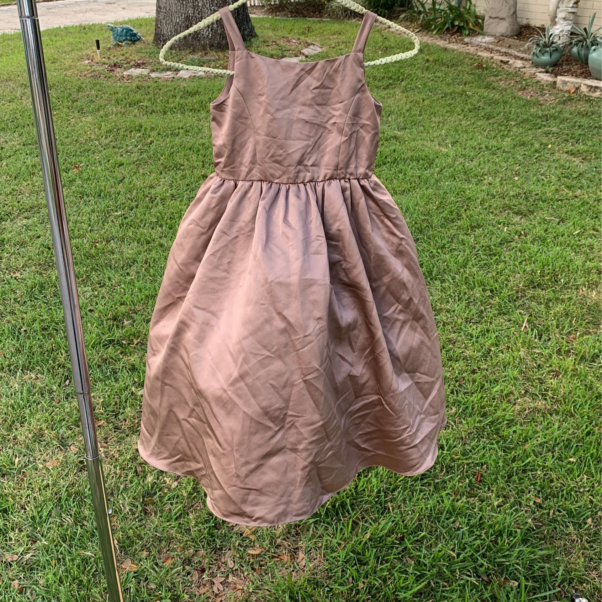 Flower Girl/Princess Formal Dress/Gown - Child Size 5 - Taupe/Satin W/Black Net Crinoline
