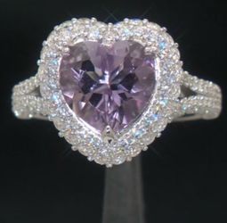 Size 10 Judith Ripka Amethyst Romance Heart Ring