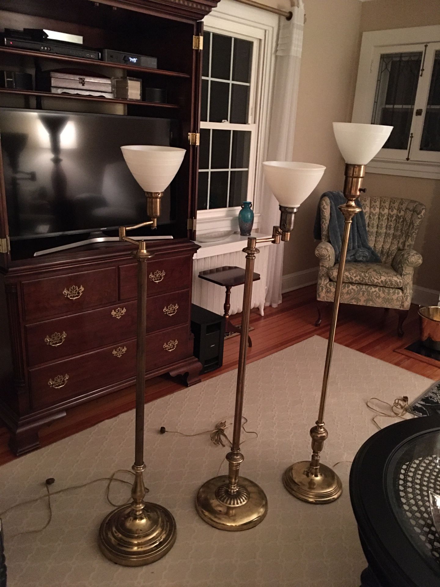 3 Brass Floor Lamps