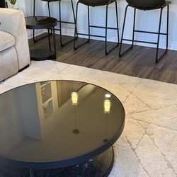 Coffee table + side table + 3 counter stools