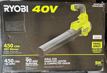 RYOBI 40V 120 MPH 475 CFM Cordless Battery Variable-Speed Jet-Fan Leaf Blower (Tool-Only)