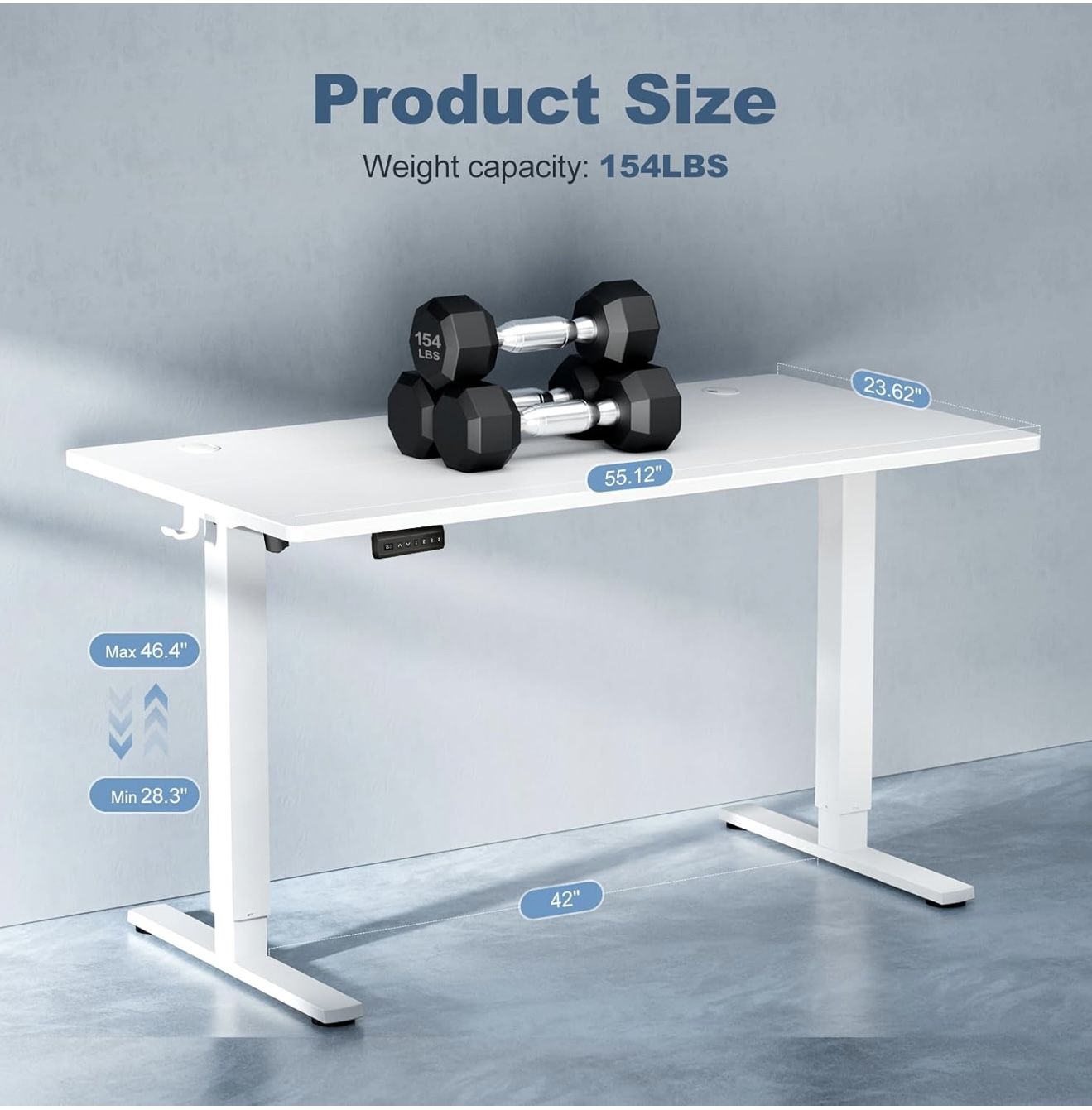 White Color Adjustable Height Office Dedk
