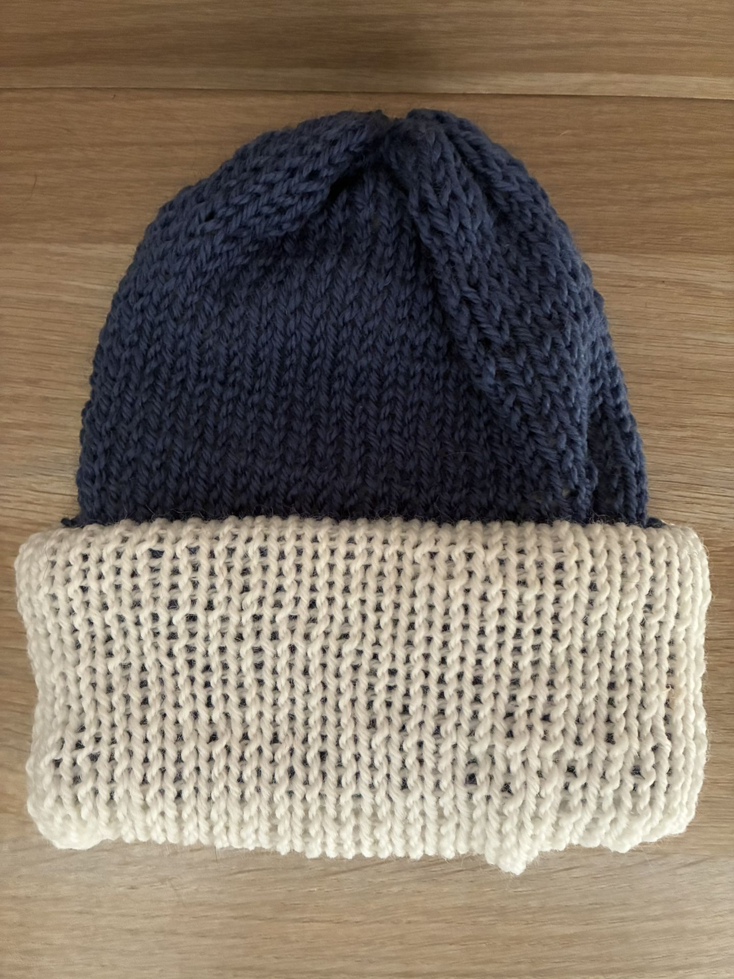 Hand knitted reversible Beanie