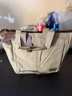 Bella Russo 13.8” Canvas Tote Bag w/ Shoulder Strap – Khaki/Brown