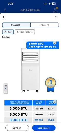 Midea 5,000 BTU Portable Air Conditioner with Remote