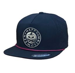 Happy Halloween Cap SnapBack Hat W/ Leatherette Patch Gold & Black Color