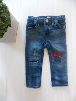 Baby Gap Girl 18-24 Month Alpine Mini Skinny Knee Patch Denim Jeans Pants CUTE!