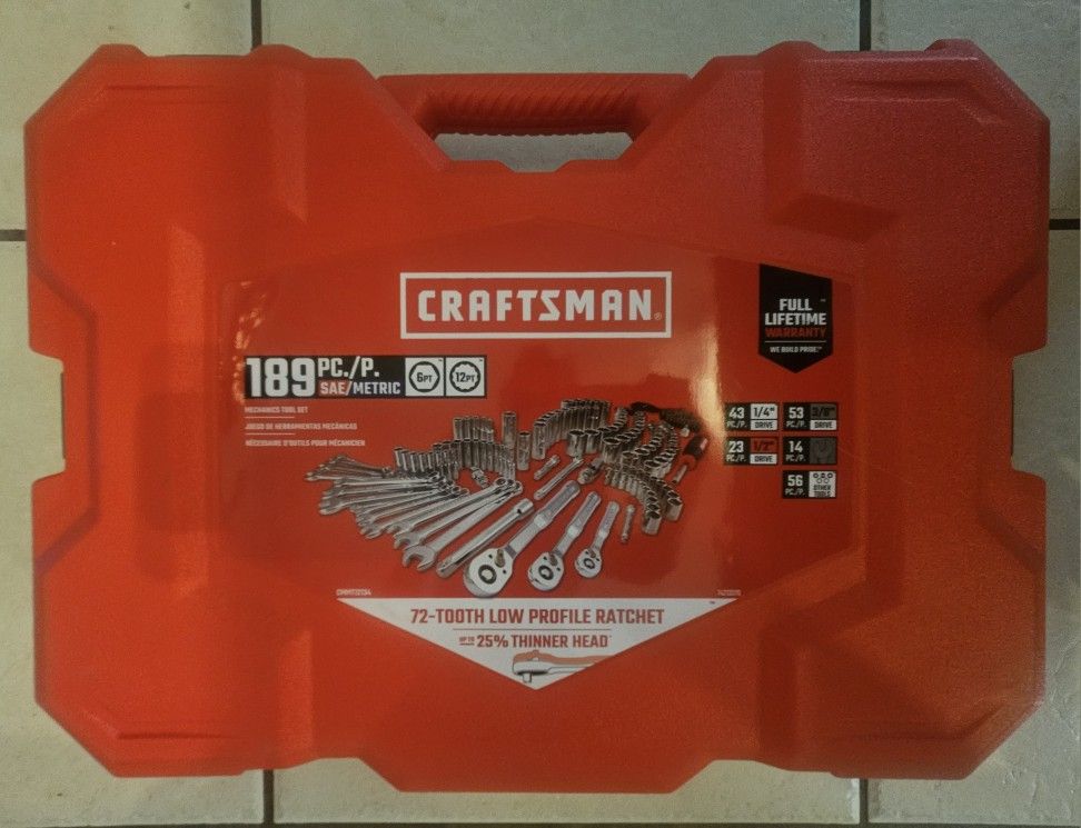 BRAND NEW Craftsman 198pc Sae/Metric Mechanics Tool Set CMMT12134