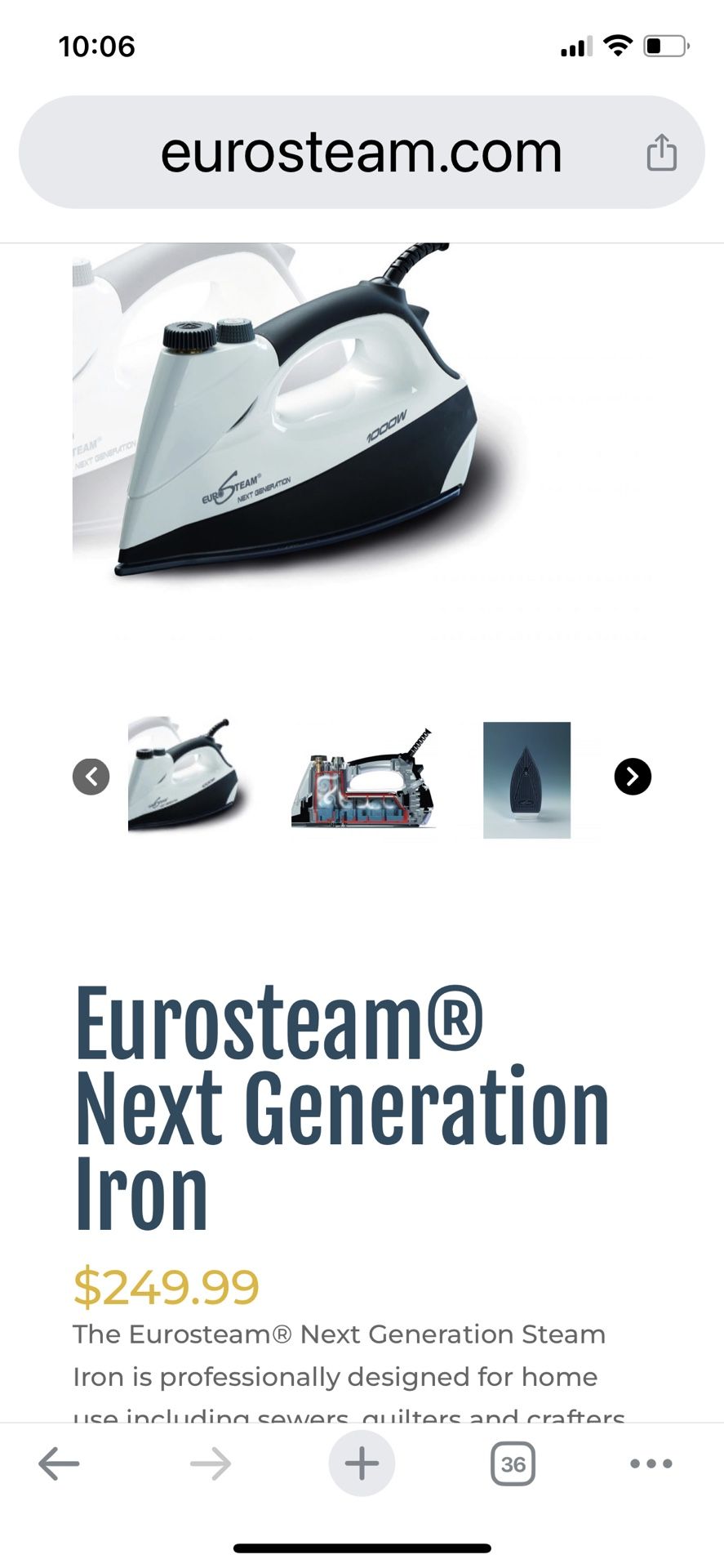 $249.99 The Eurosteam® Next Generation on sale Steam Iron is professionally designed for