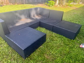 Black Wicker Outdoor Sectional Sofa Set
