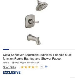 Delta Sandover Spotshield Stainless 1-handle Multi-function Round Bathtub and Shower Faucet