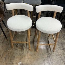 Christopher Knight Home Annes Counter Height Bar Stools Set of 2, Boucle Fabric Round Bar Stool for Kitchen