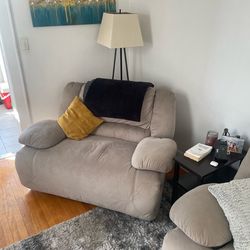 Gray/Silver Microfiber Couch and Love Seat….both recline!