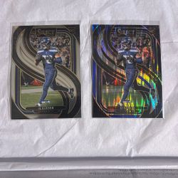 AJ Barner 2-Card Rookie Lot – 2024 Panini Select Football. Includes PREMIER LEVEL Base and PREMIER LEVEL Red & Blue Shock Parallel. Go Hawks!"