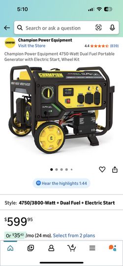 Champion Duel Fuel Generator New