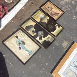 Vintage Framed Asian Style Art 30$ Each 