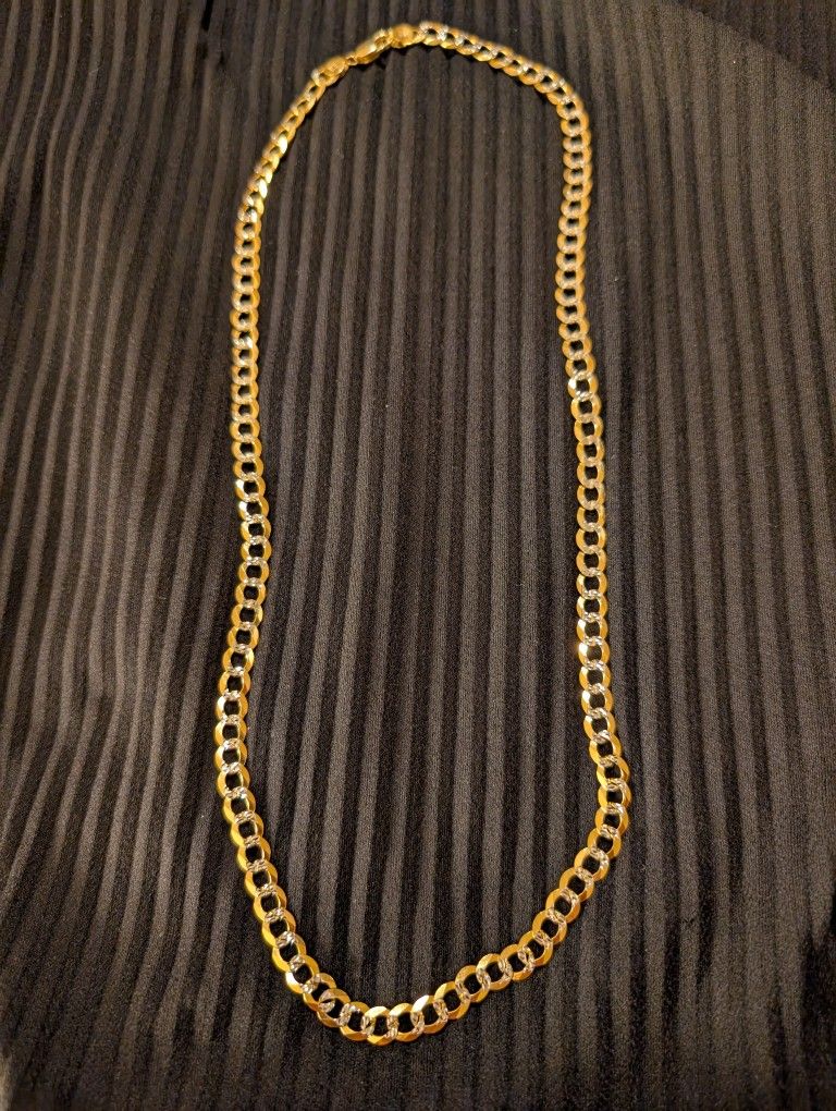Real 14k Gold Curb Chain Necklace, 24", 28.5g