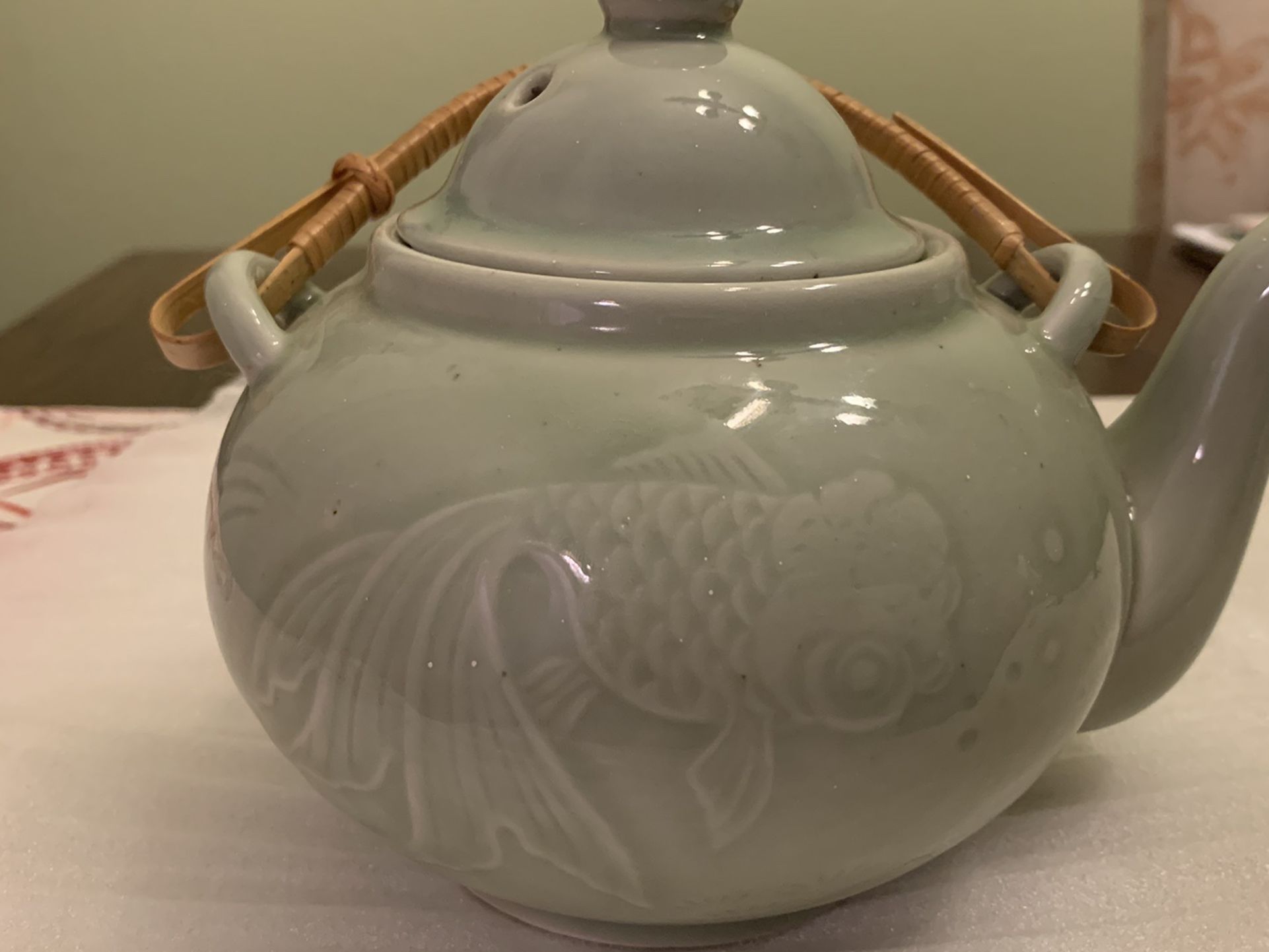 Koi Celadon Teapot (Longquan)
