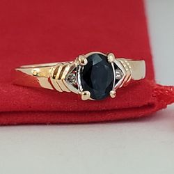 ❤️10k Size 6 Lovely Solid Yellow Gold Sapphire and Diamonds Ring!/ Anillo de Oro con 1 Zafiro y Diamantes! 👌🎁Post Tags: 10k 14k