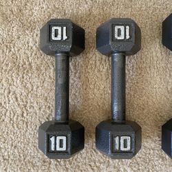 Dumbbells / Weights - 10 Lbs Pair - Solid Metal Iron