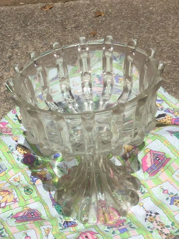 Glass candy dish old