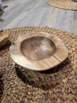 Hand-Carved Teak Wood Decorative Bowl