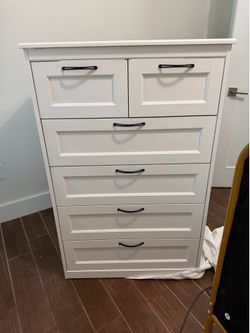 White 6-drawer tall dresser $100 obo