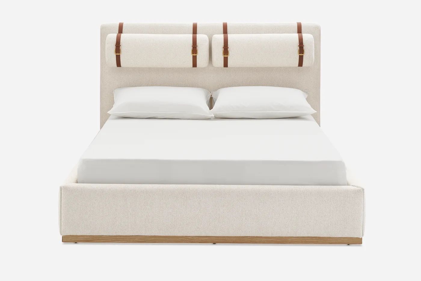 New In Box Claude Performance Fabric Headboard Queen Size Bed, Dune