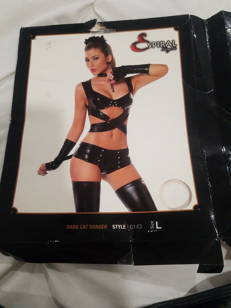 2 Piece Rave Outfit EDC FESTIVAL WEAR Lingere Bikini Biker Babe Sexy Cat Costume