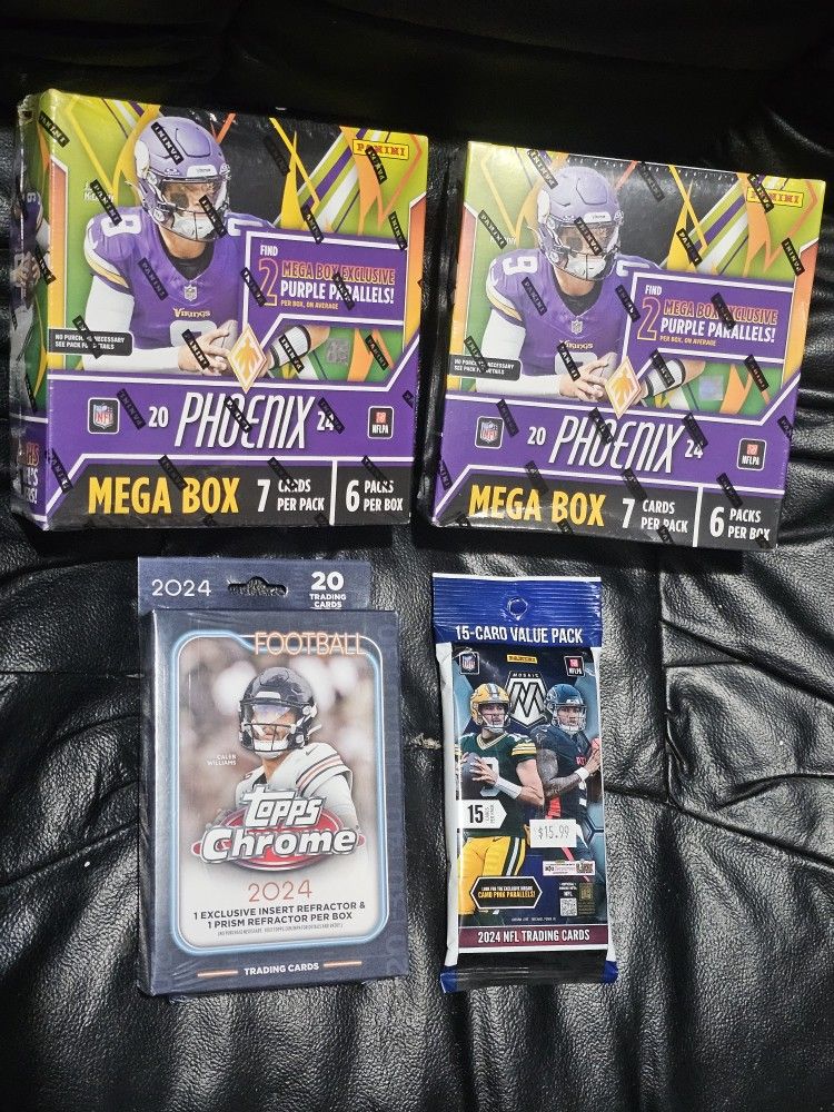 2024 Phoenix! Topps Chrome! Mosaic Football Cards! 2 Mega Box! 1 Hanger Box! 1 Value Pack! New Sealed!