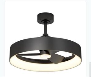 Modern Black Ceiling Fan with Ring Light