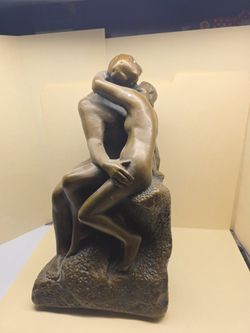 Vintage Auguste Rodin "The Kiss" Bronze Ceramic Statue by Esco Products